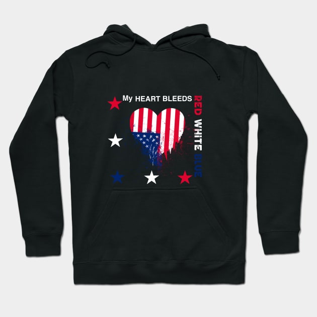 My Heart Bleed Red White & Blue Hoodie by nancyartwork